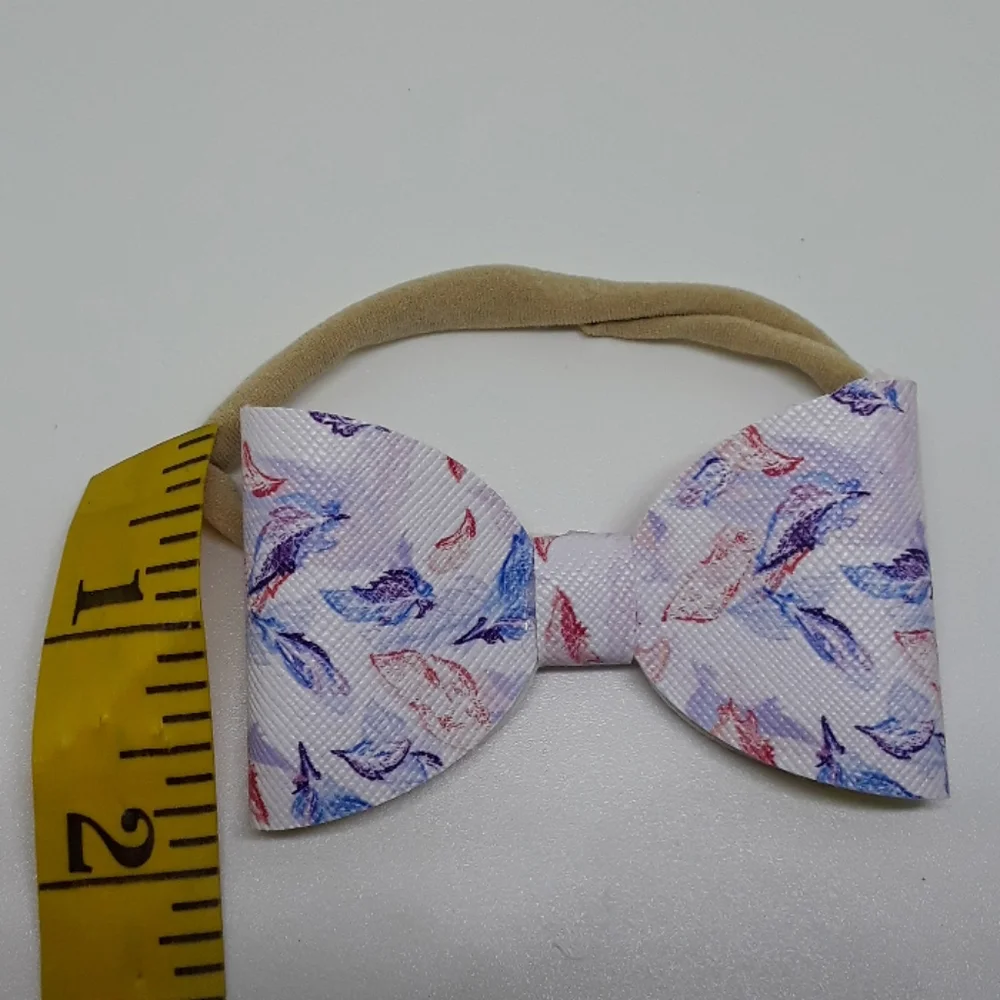 feather print bow headband